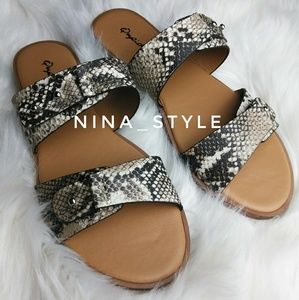 Snake Print Comfy Adjustable Band Sandals